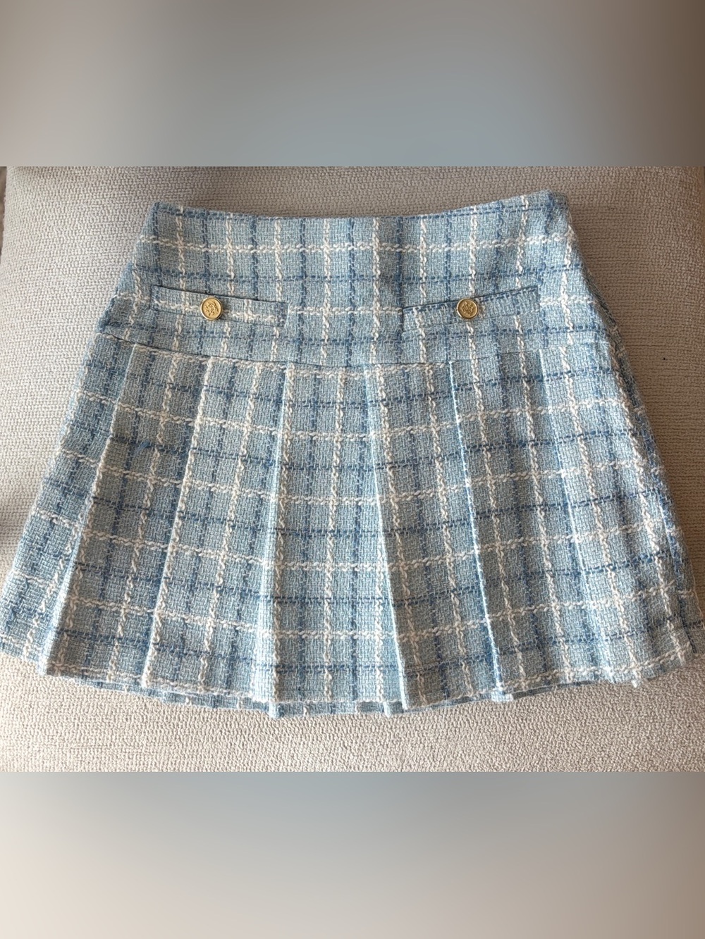AQUA x Venus Williams Colab Plaid Pleated Skirt  Blue XS